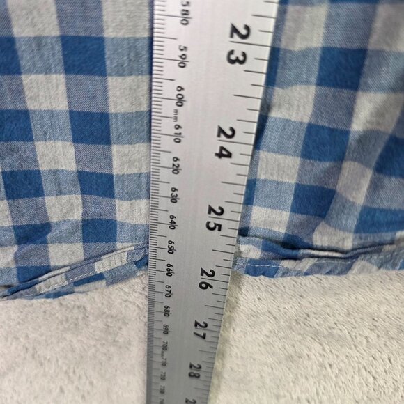 Mens J.Crew Blue & White Gingham Shirt Secret Wash Cotton Stretch Size M - Picture 6 of 7